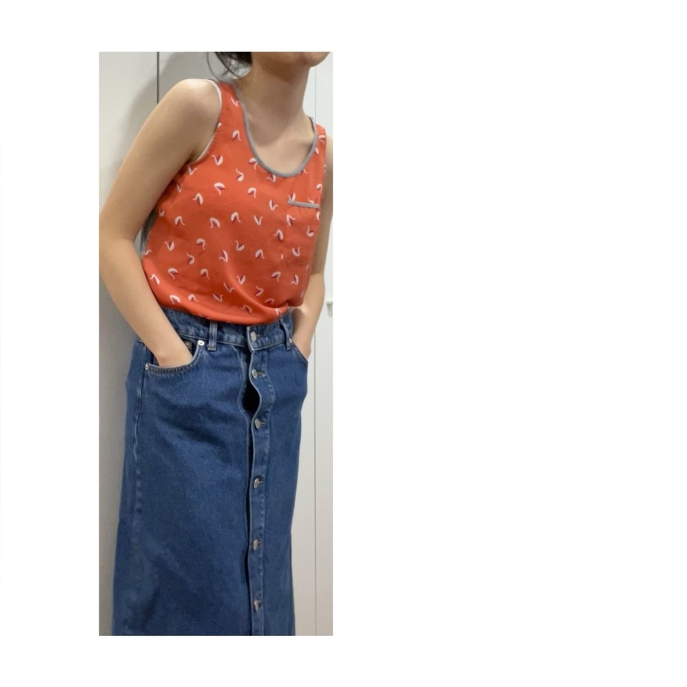 Peach and Gray Tank Top with Flamingos